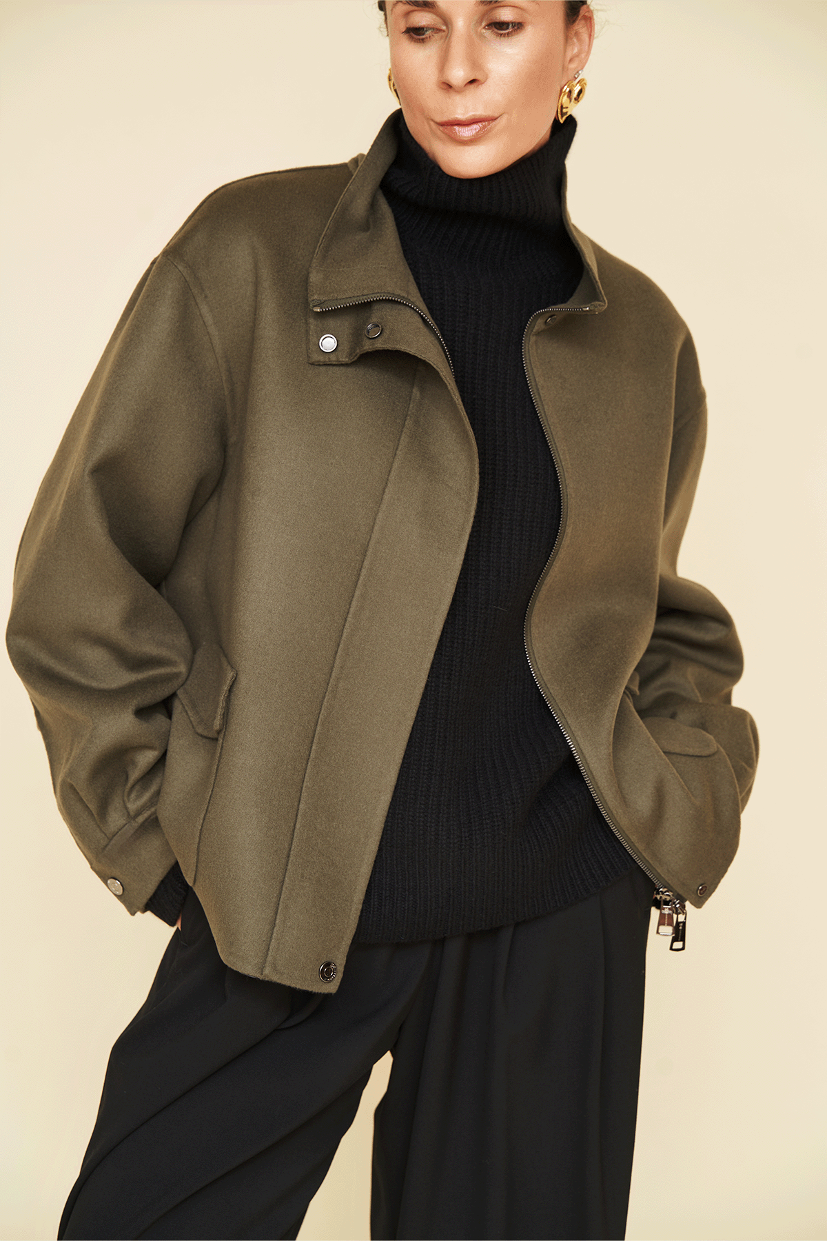 Reversible jacket in taupe