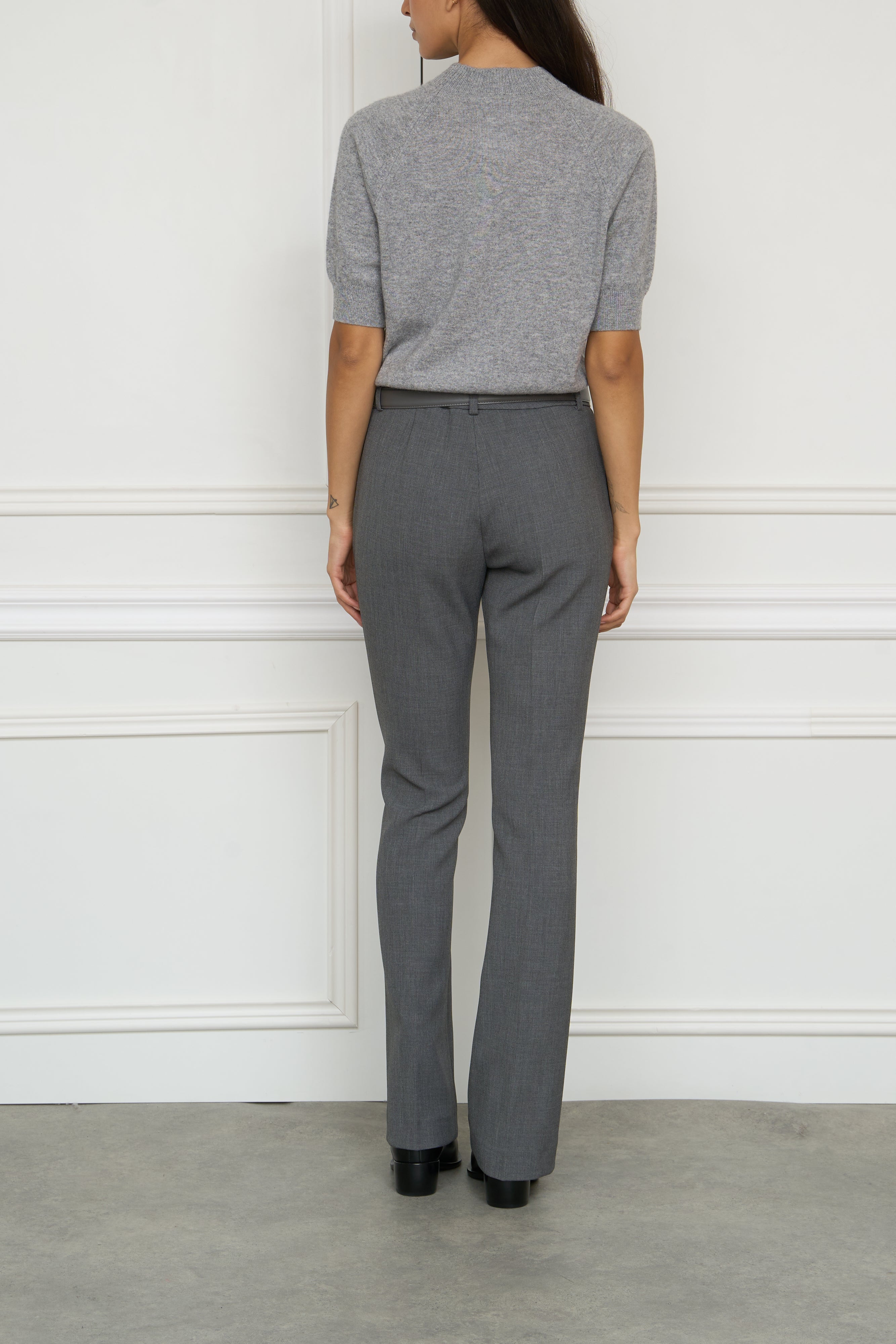 Straight trousers with button details in dark blue