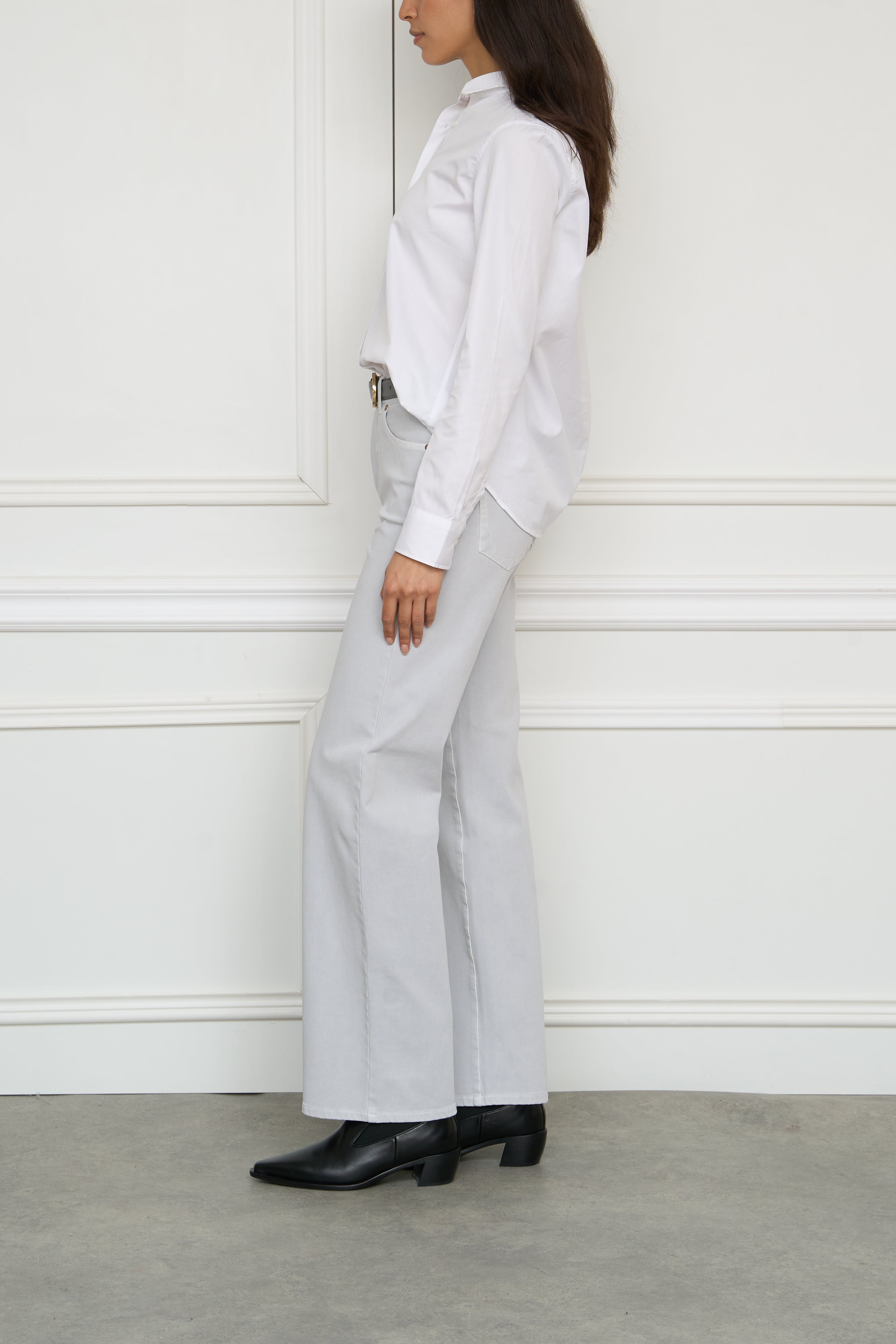 Straight trousers with button details in dark blue