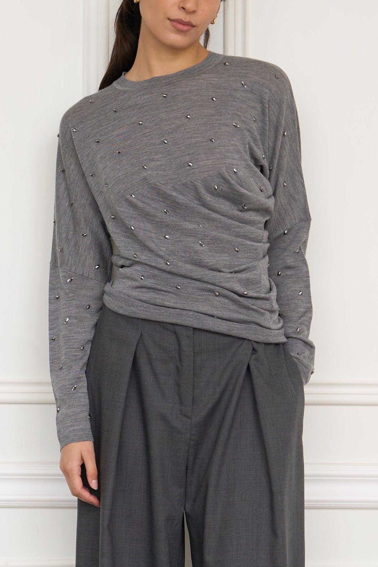 Drapierter Pullover in grau