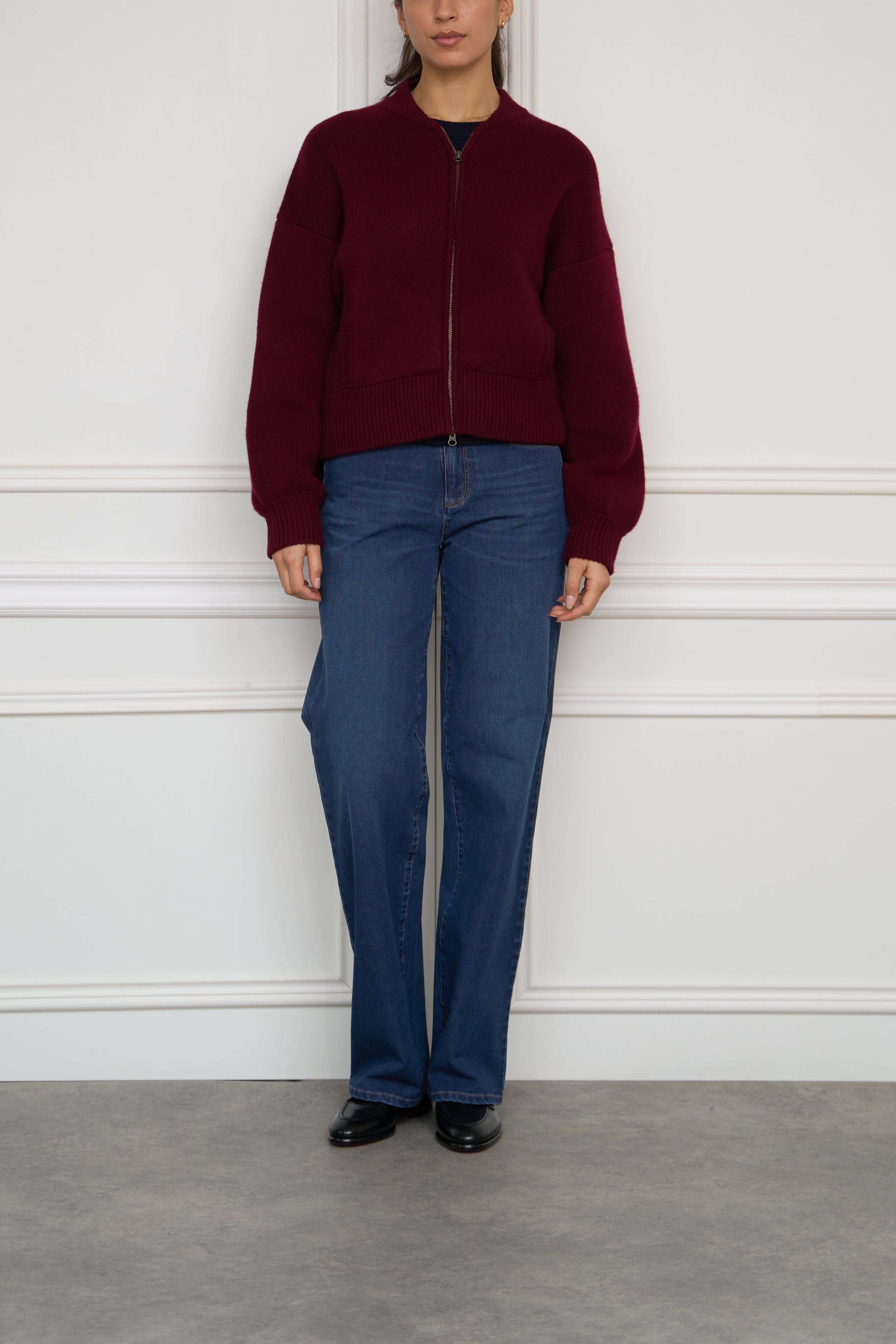 Cashmere-Bomber 'Kirsti' in bordeaux