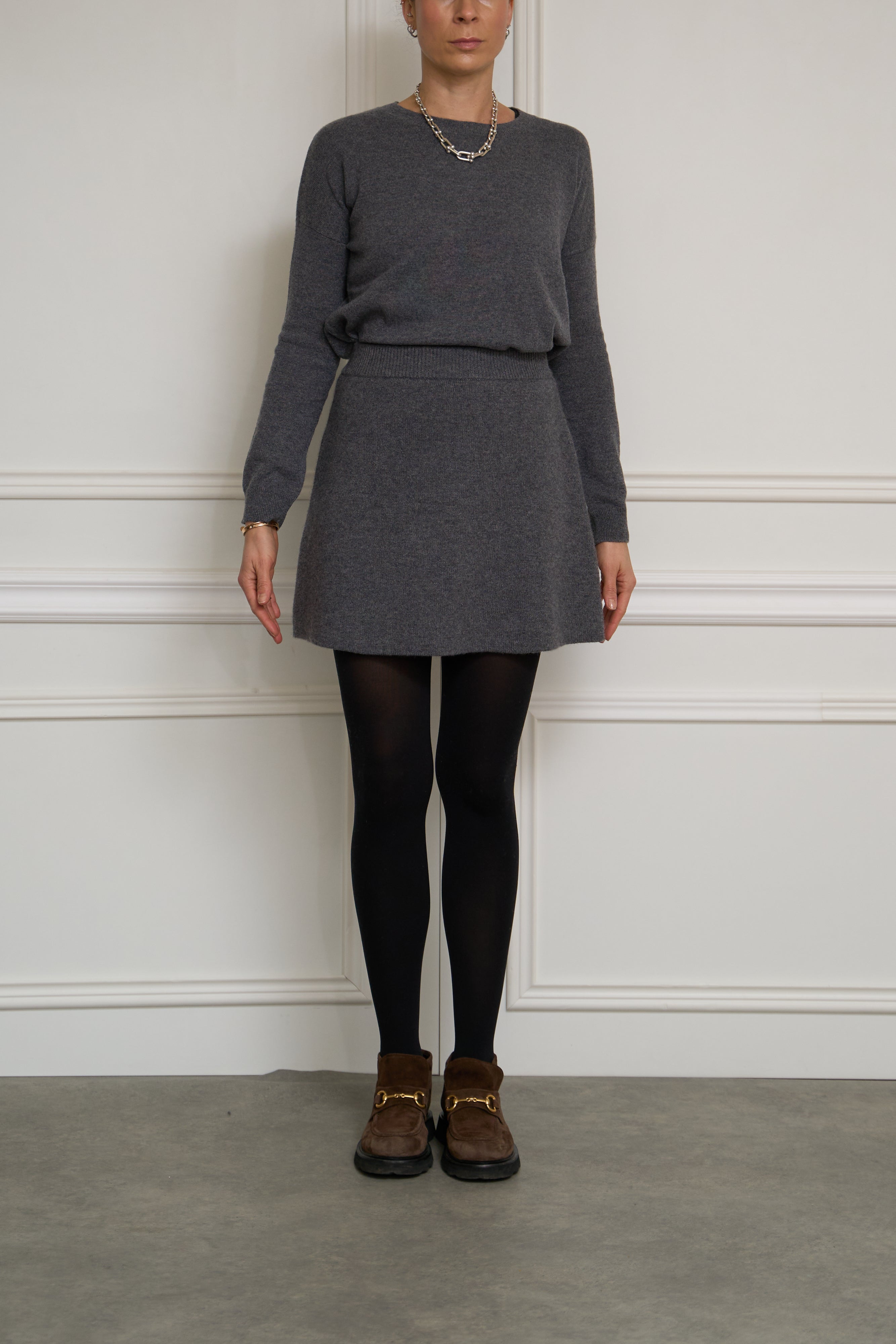 Cashmere-Strickrock 'Clare' in grau