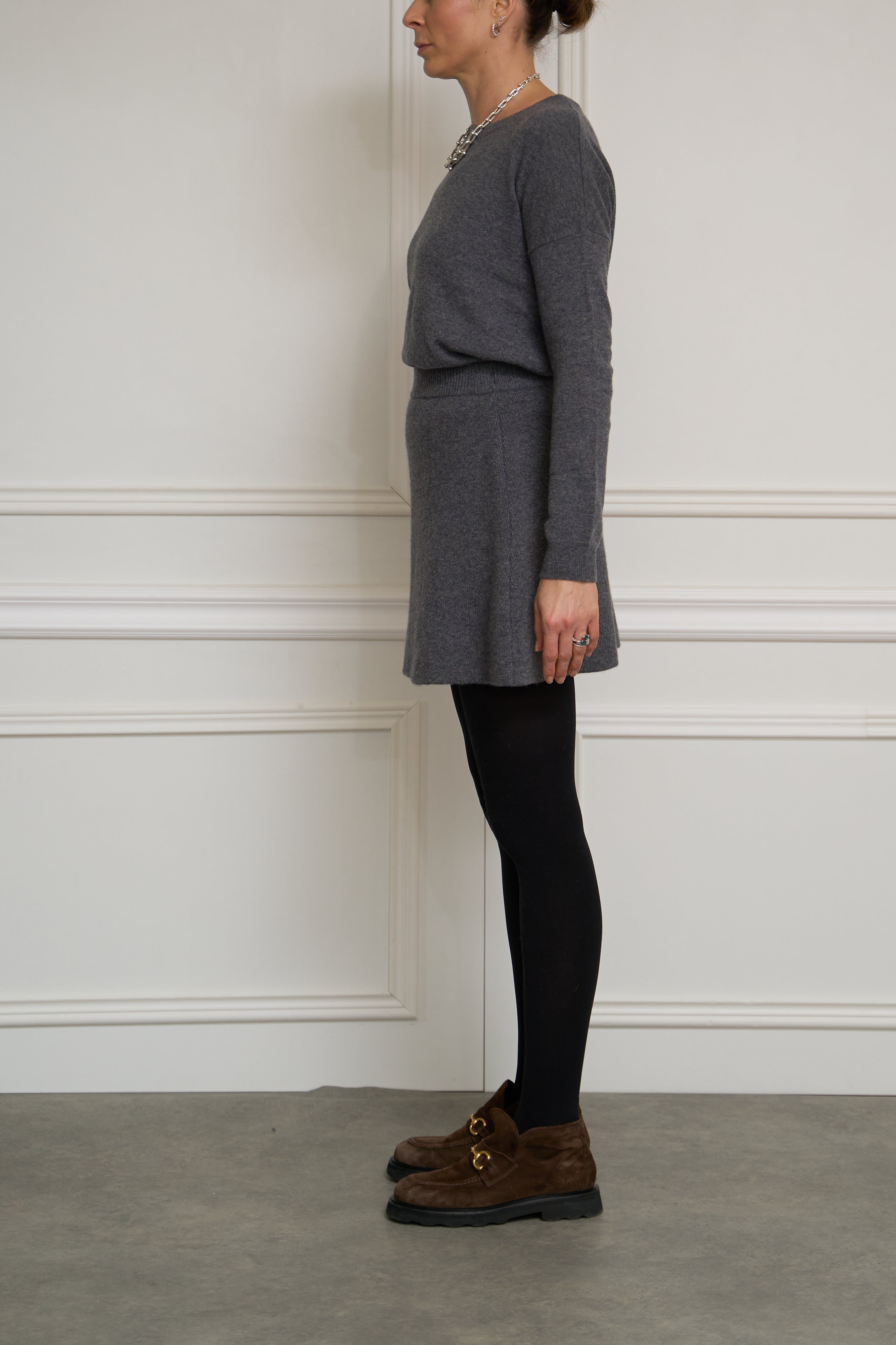 Cashmere-Strickrock 'Clare' in grau