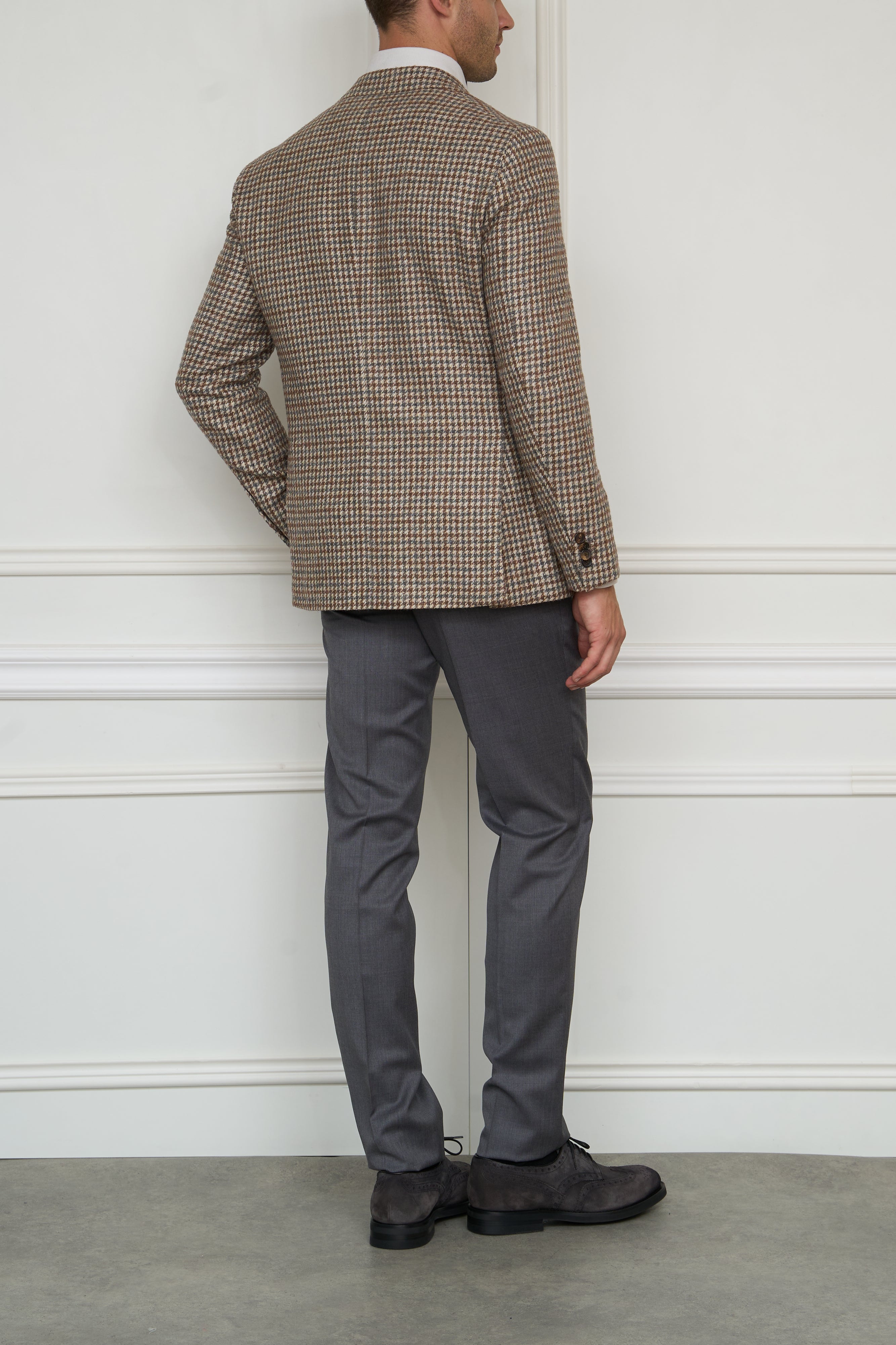 Houndstooth blazer in beige-multi