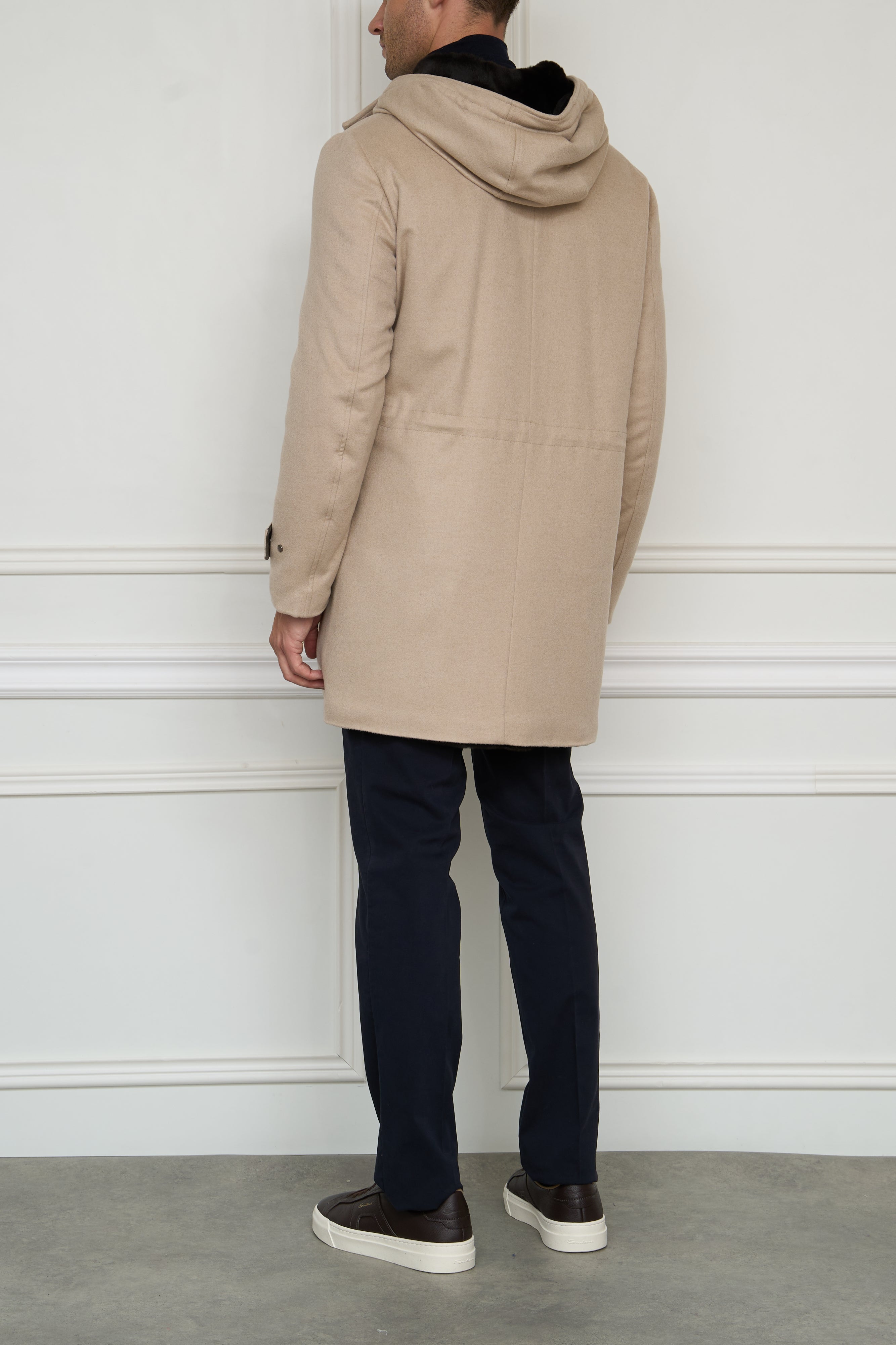 Lined short coat in beige