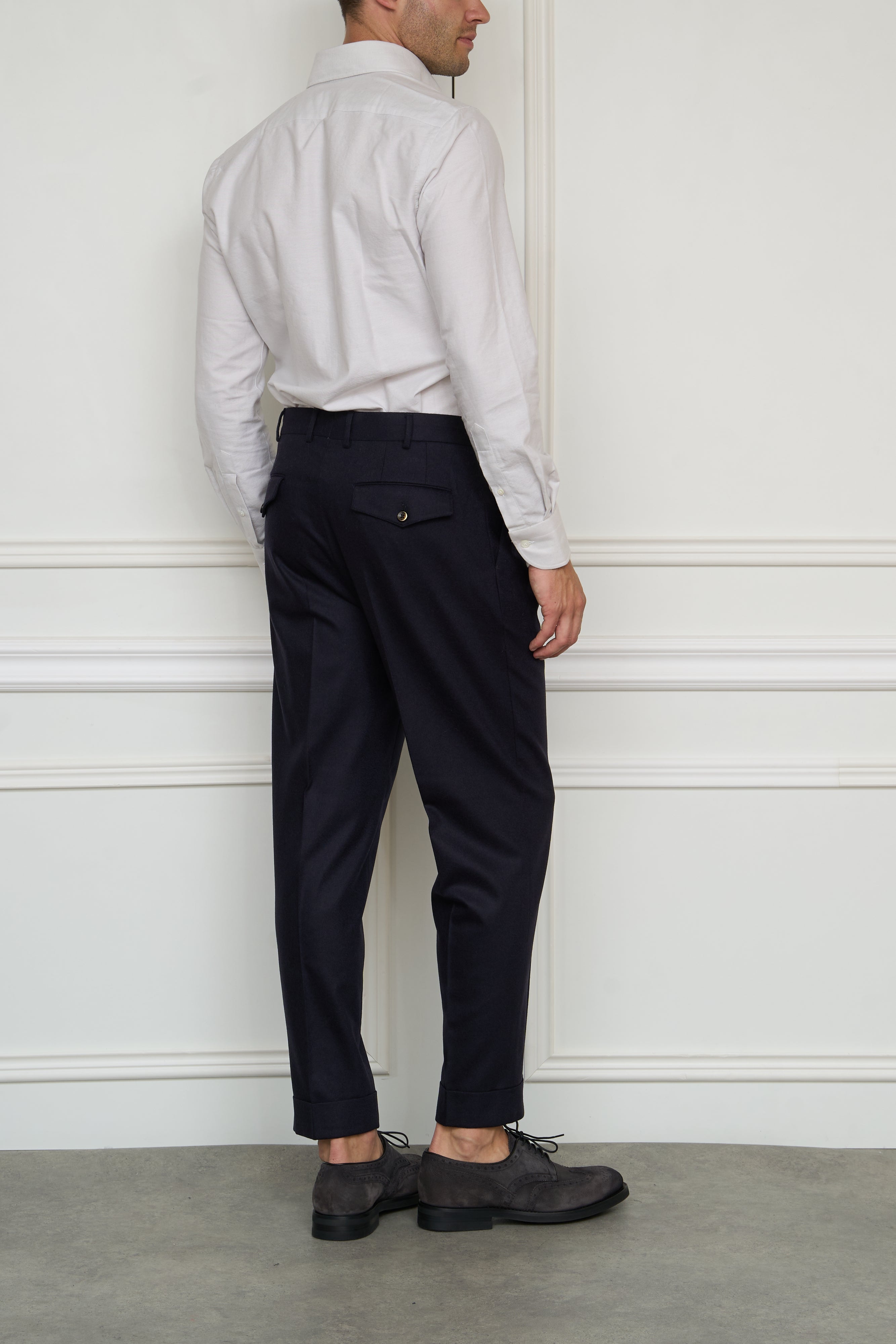 Flanellhose mit Bundfalten in navy