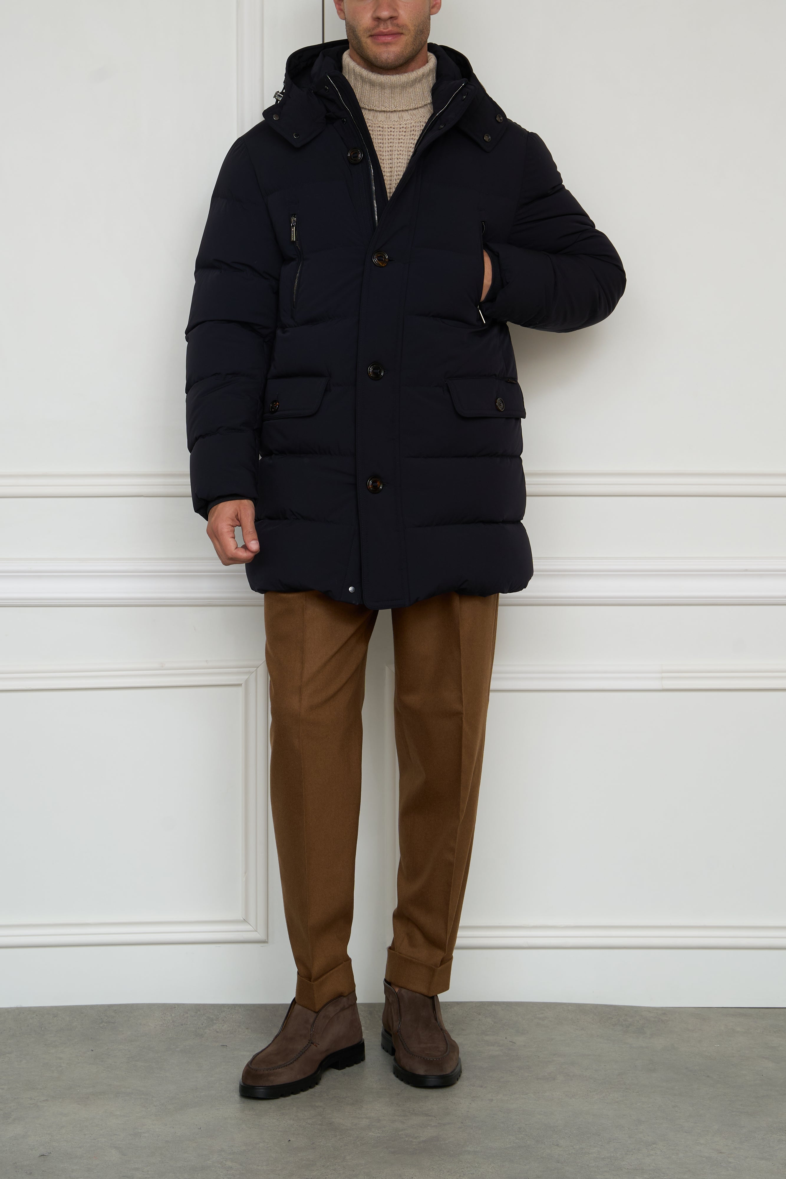 Down coat in navy