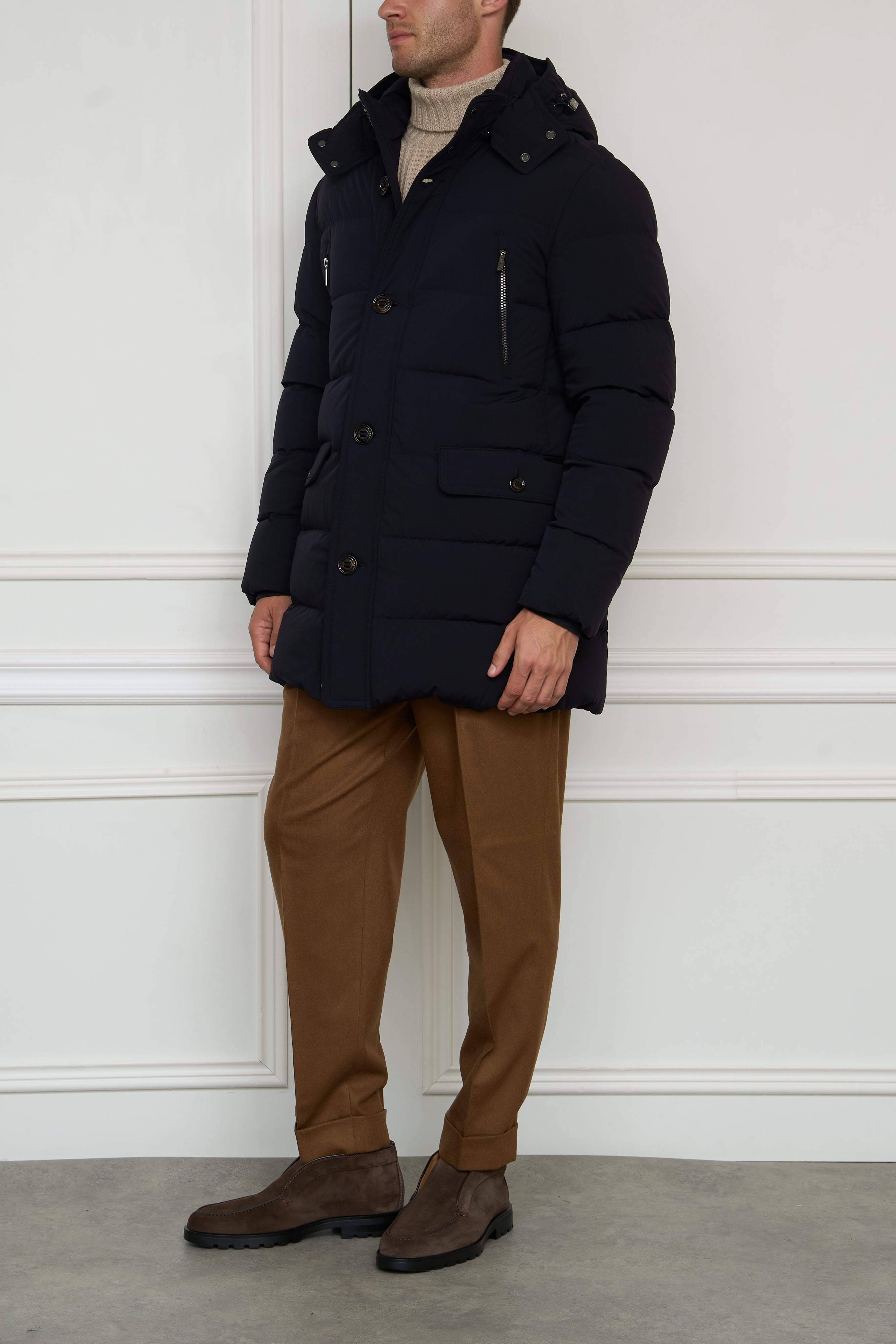 Down coat in navy