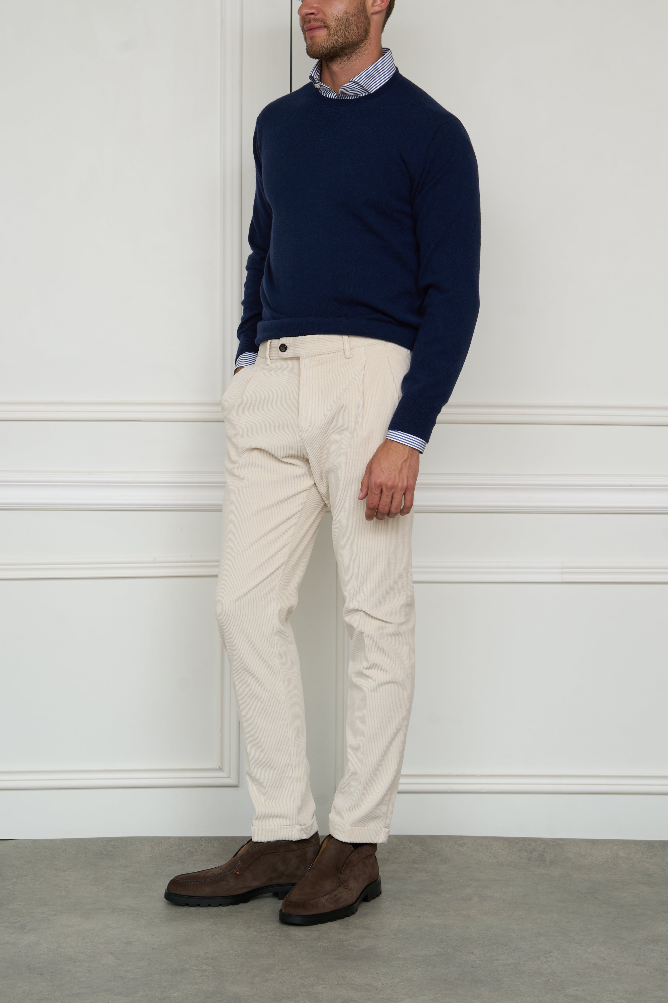 Fine linen trousers 'Barba' in white 