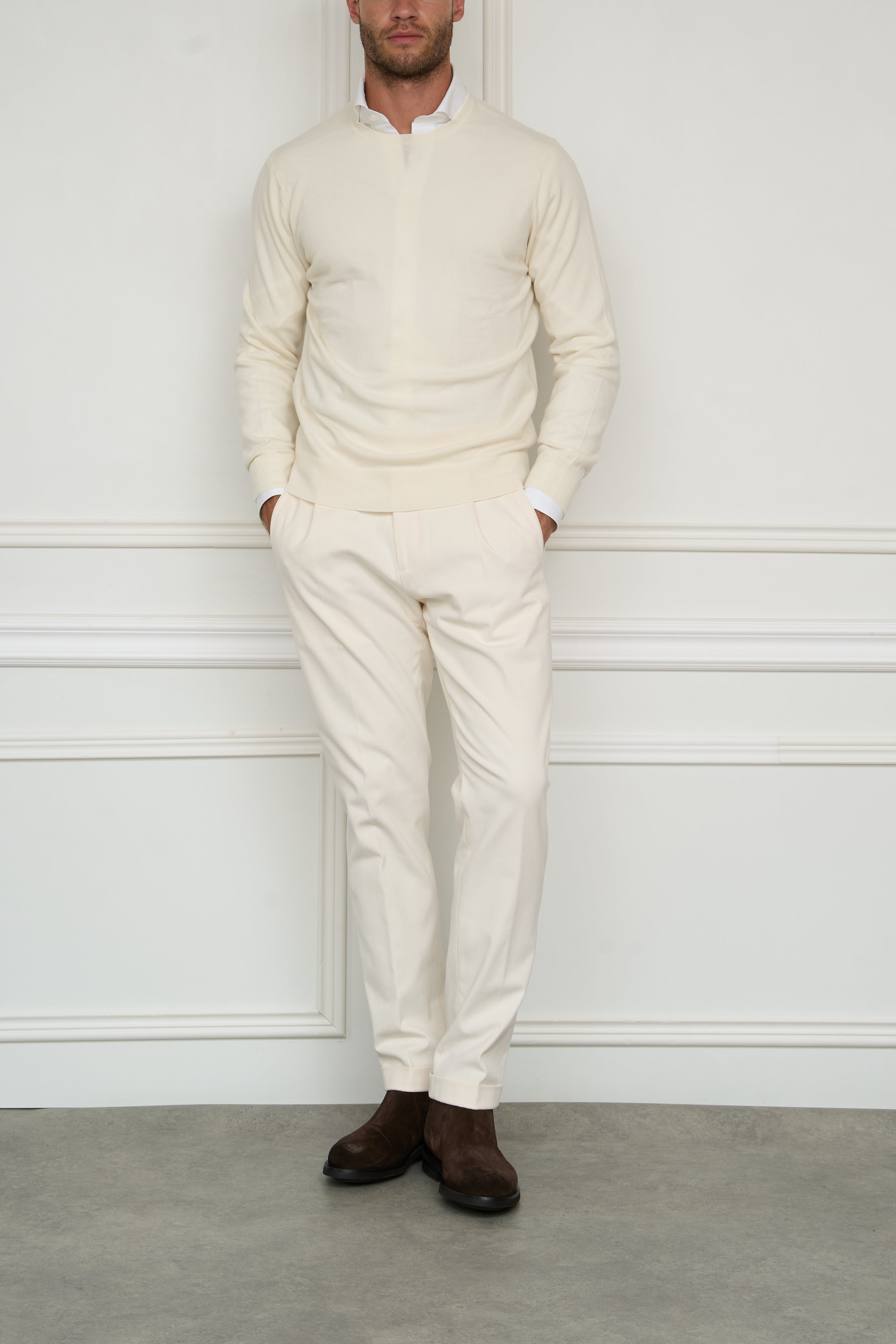 Cashmere-Pullover in creme