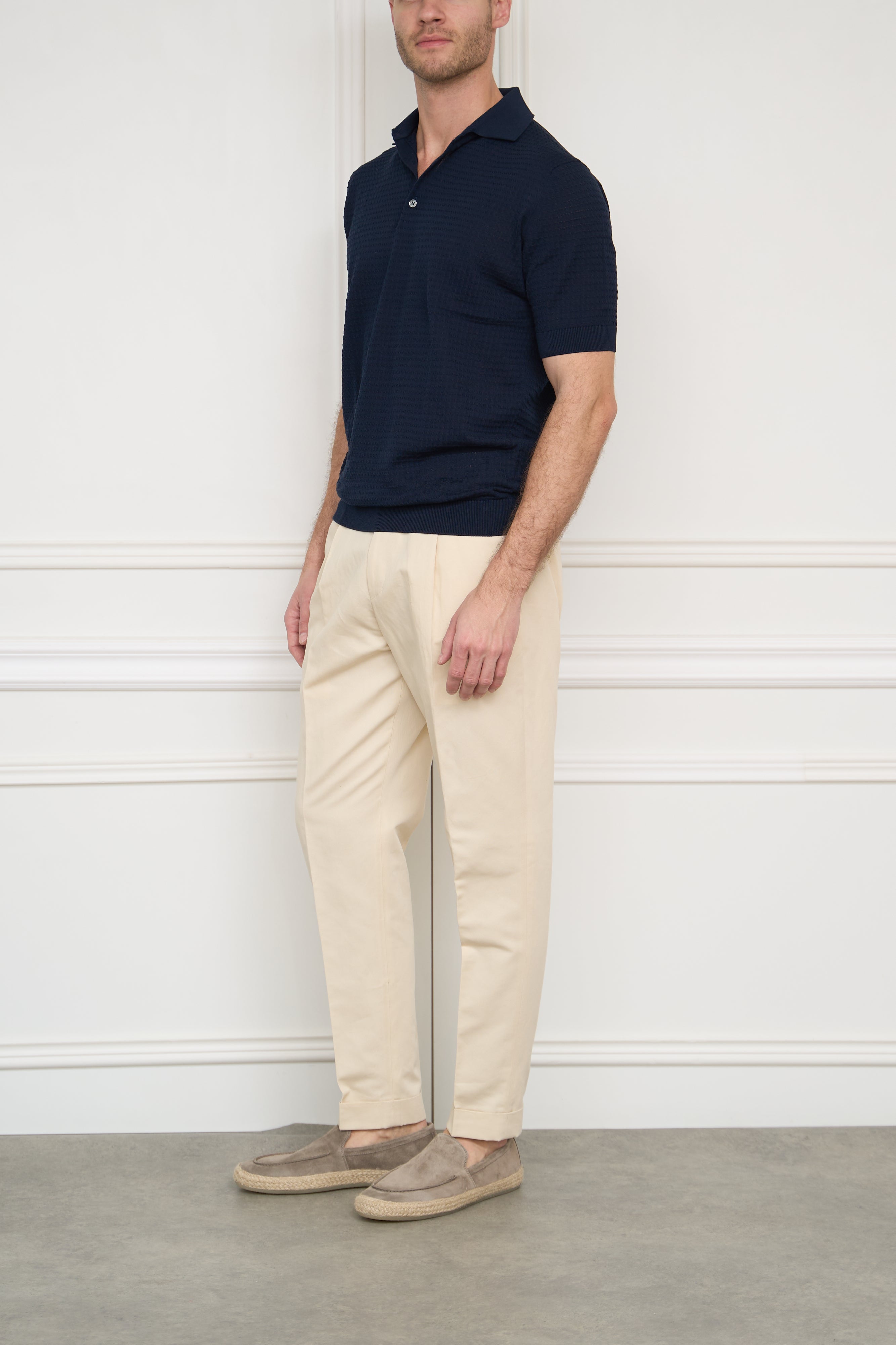 Fine polo shirt in cream