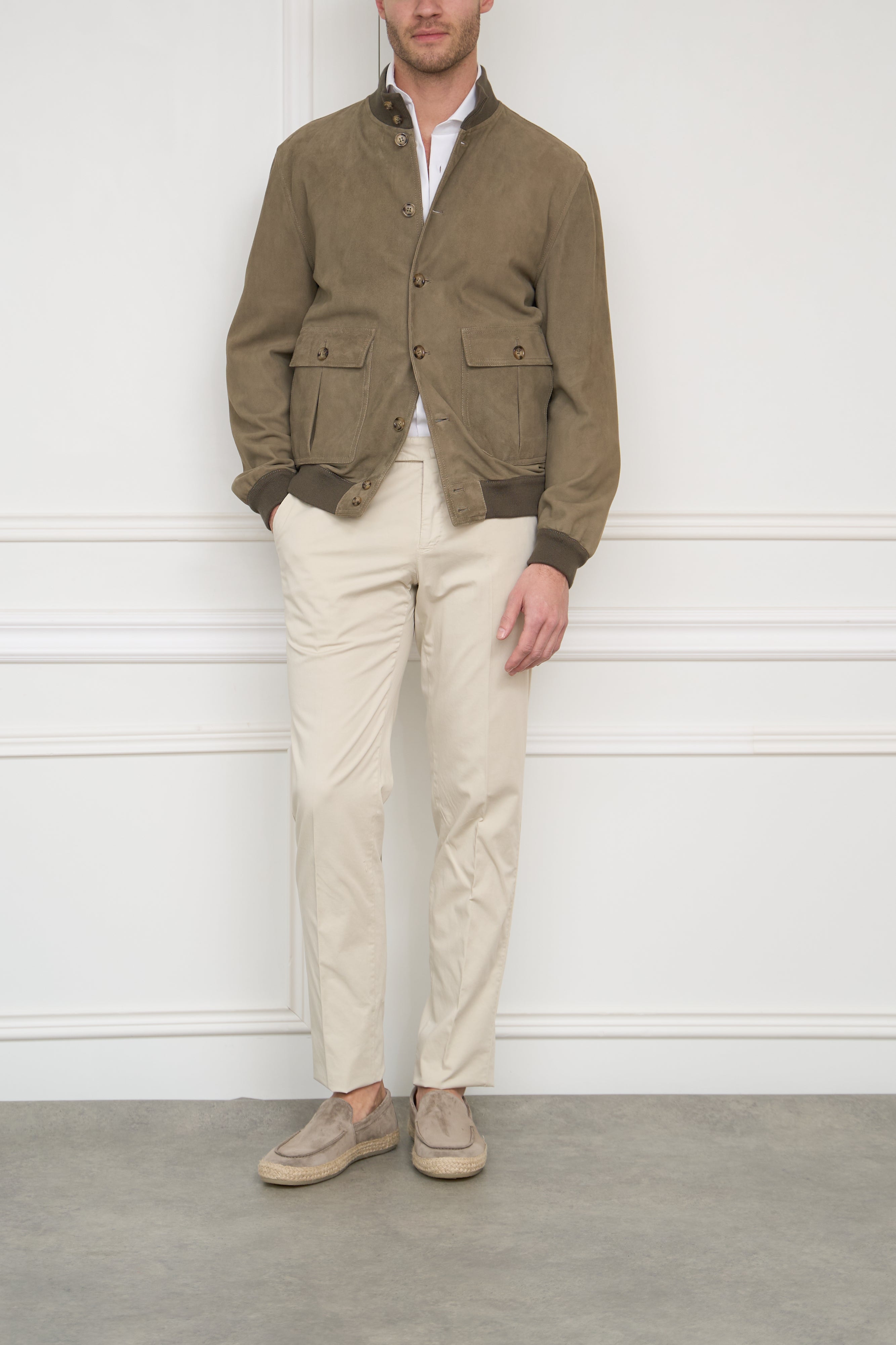 Lederblouson in khaki