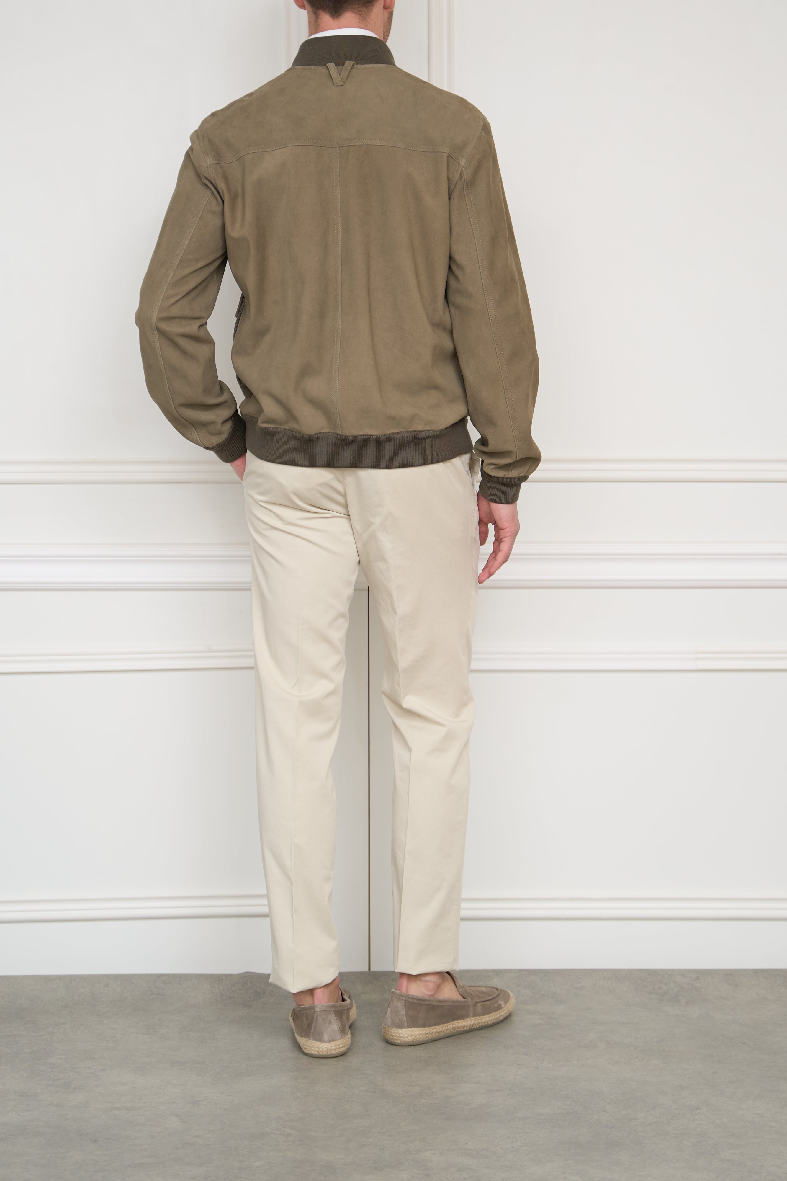 Lederblouson in khaki