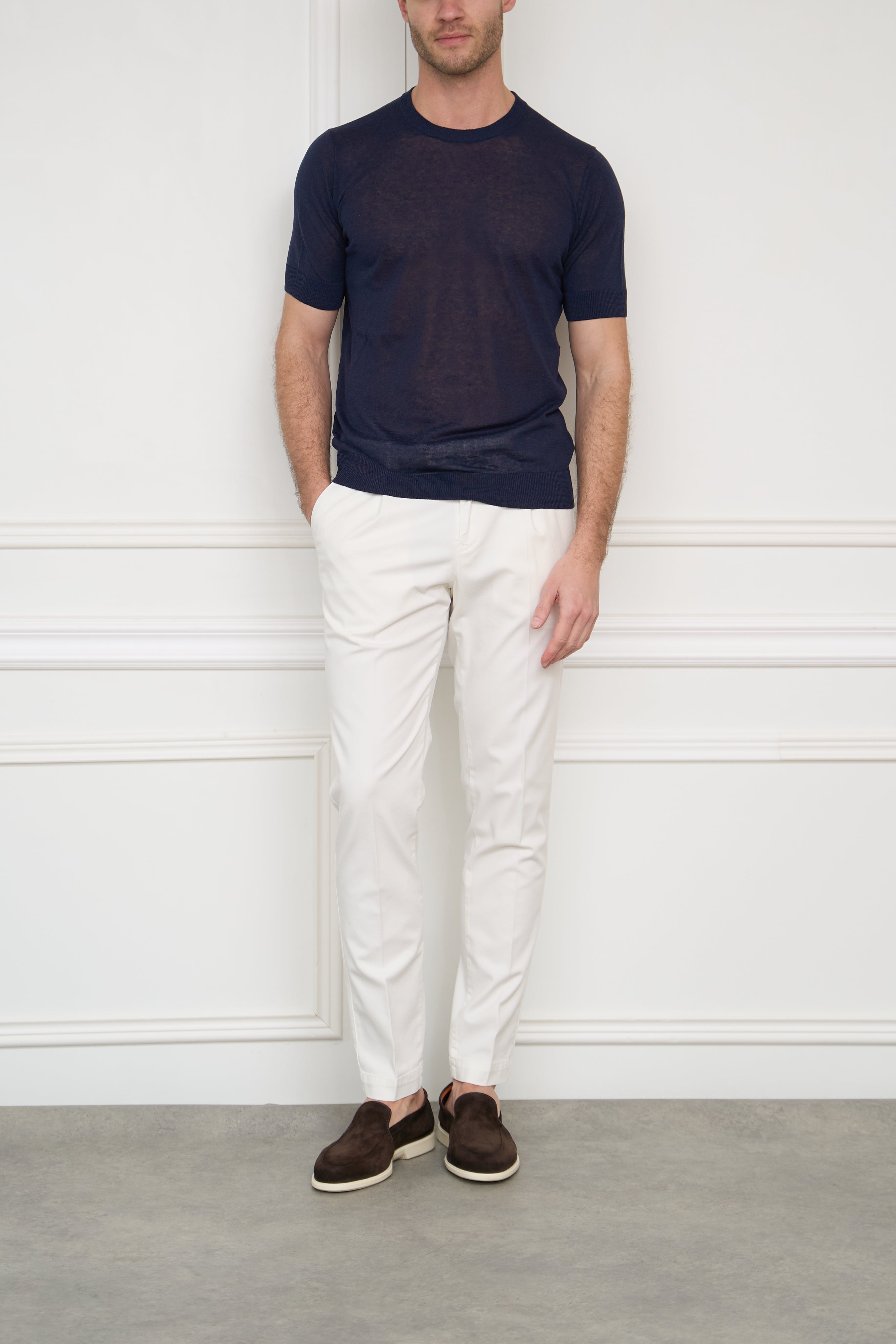 Fine polo shirt in cream