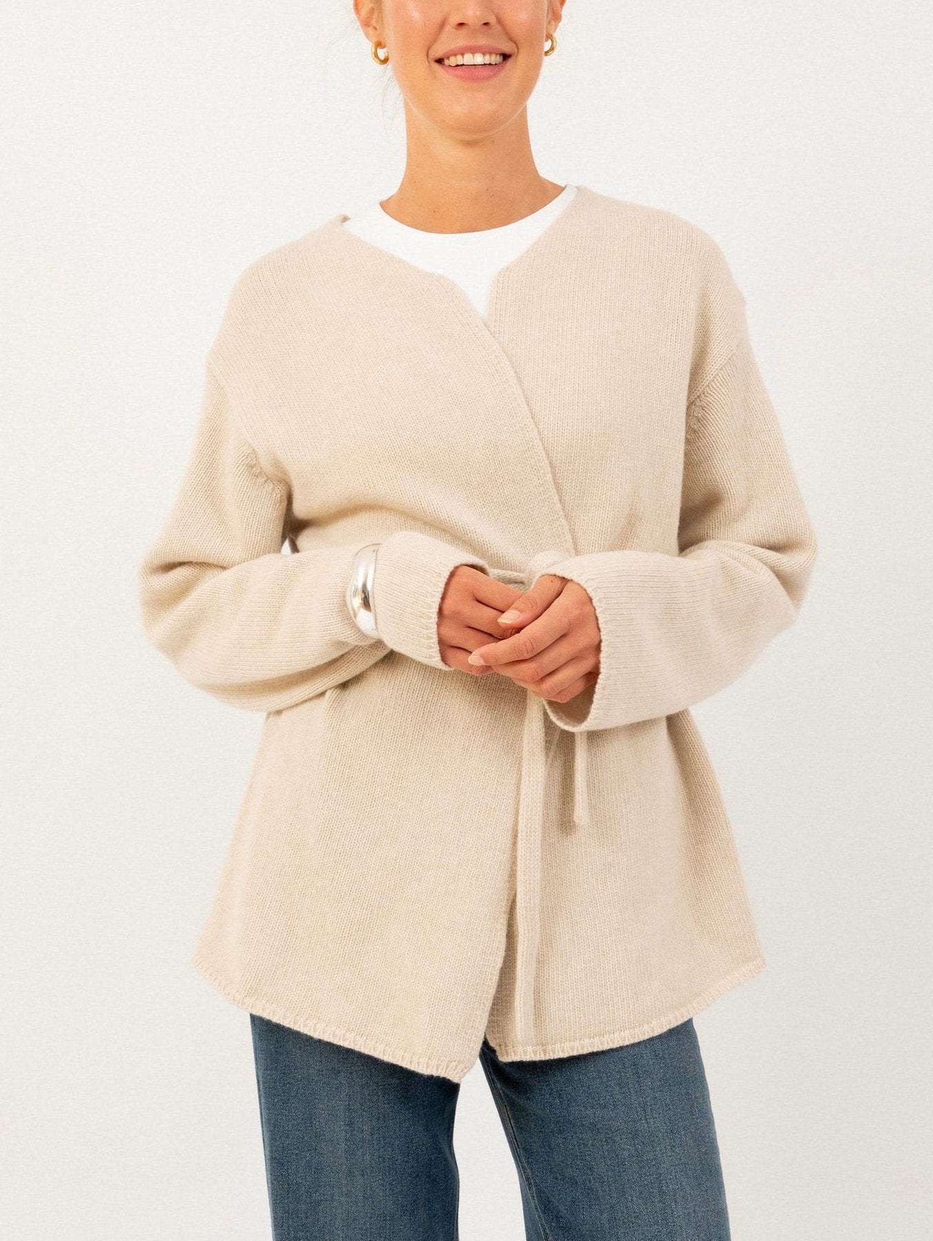 Wickel-Strickjacke in Beige